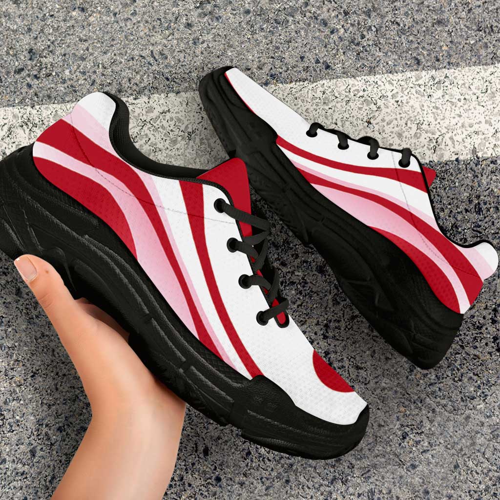 Japan Football Chunky Sneakers Flag-Inspired Curve Style