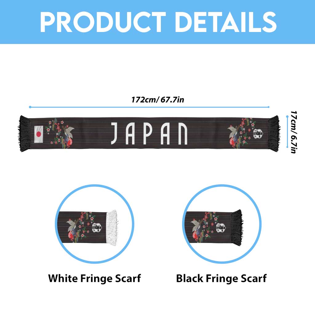 Japan Football Personalized Soccer Scarf Colors Beyond Horizon Sashiko Effect Black Version