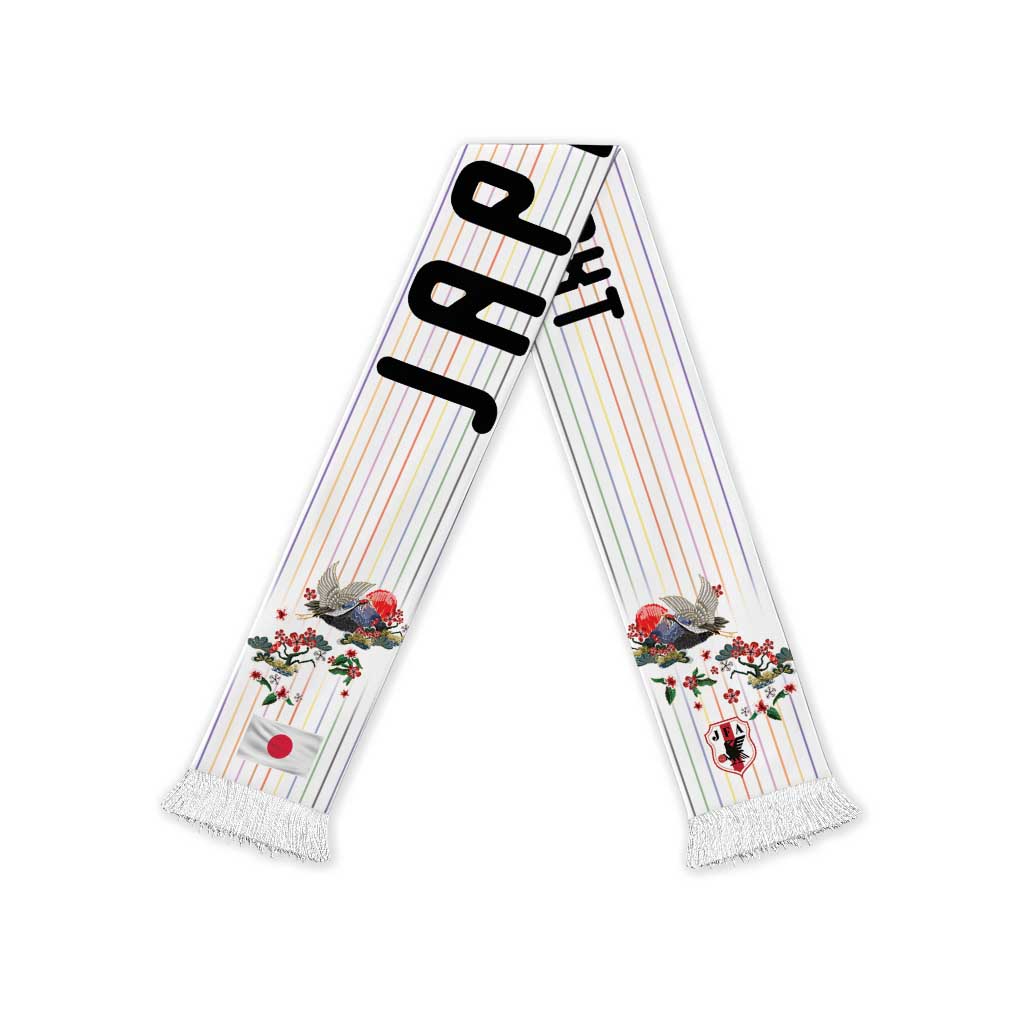 Japan Football Personalized Soccer Scarf Colors Beyond Horizon Sashiko Effect White Version