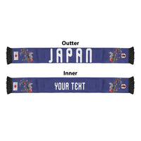 Japan Football Personalized Soccer Scarf Japanese Culture with Sashiko Effect