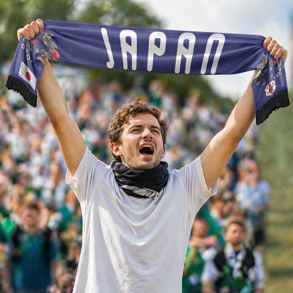 Japan Football Personalized Soccer Scarf Japanese Culture with Sashiko Effect
