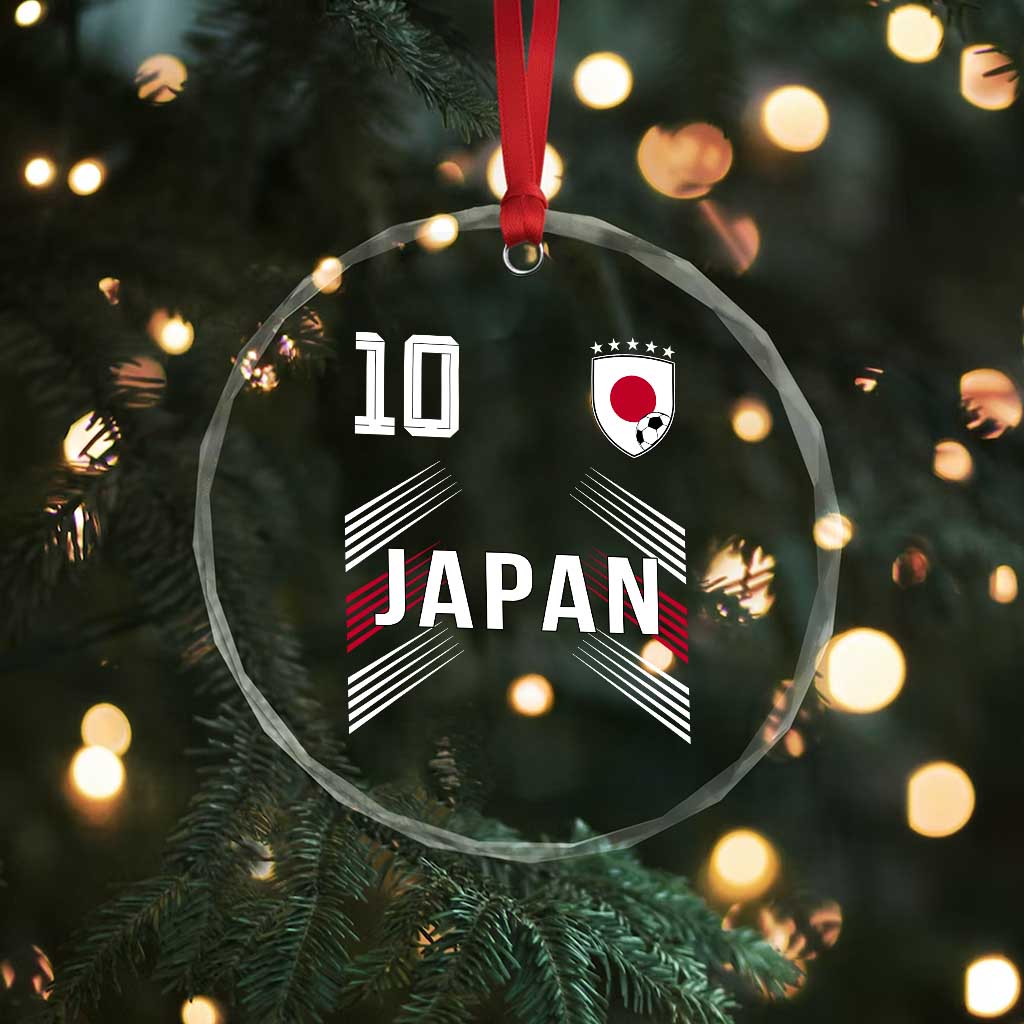 Japan Soccer Sports Graphic Number 10 Jersey Style Crystal Glass Ornament Proud Japanese Football Fans Game Day Pride
