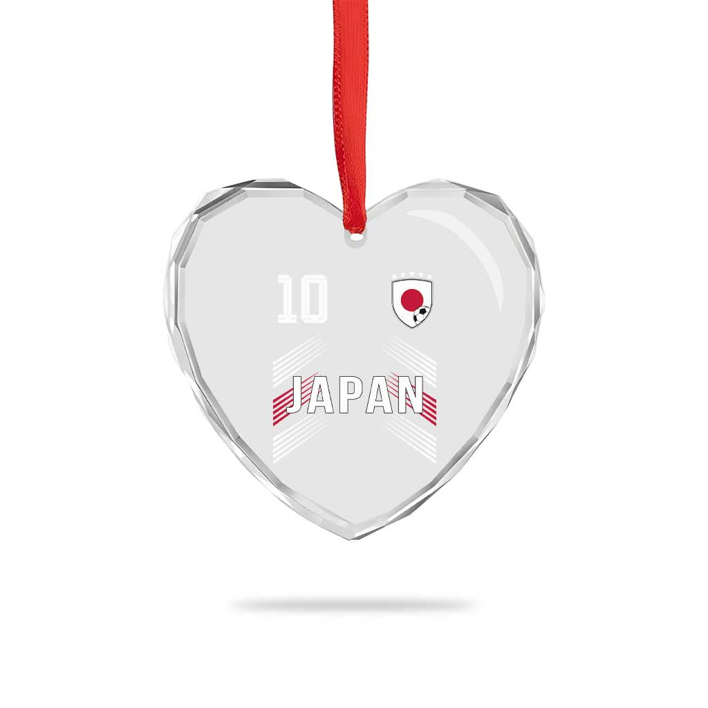 Japan Soccer Sports Graphic Number 10 Jersey Style Heart Crystal Glass Ornament Proud Japanese Football Fans Game Day Pride