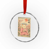 Japanese Anime Maneki Neko Crystal Glass Ornament Kawaii Waving Cat Good Luck Kanji - Wonder Print Shop