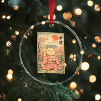 Japanese Anime Maneki Neko Crystal Glass Ornament Kawaii Waving Cat Good Luck Kanji - Wonder Print Shop