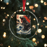 Japanese Dinosaur Crystal Glass Ornament Vintage Great Wave Monster Epic Giant Monster Ukiyo-e Style