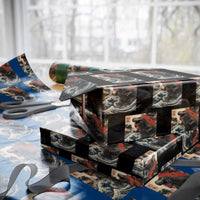Japanese Dinosaur Wrapping Paper Roll Vintage Great Wave Monster Epic Giant Monster Ukiyo-e Style