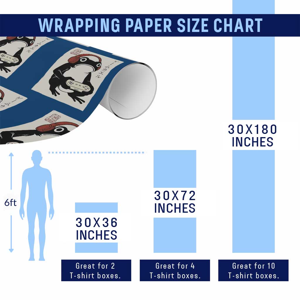 Japanese Gamer Frog Wrapping Paper Roll Boys Funny Vintage Gaming - Wonder Print Shop