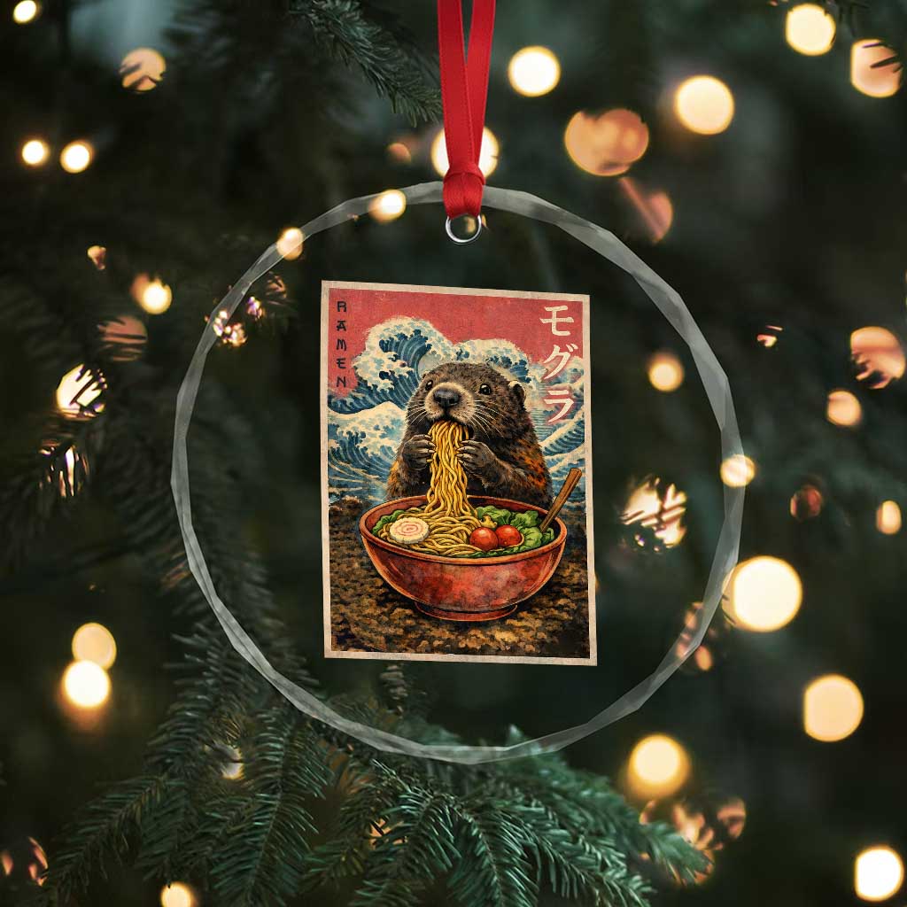 Japanese Groundhog Ramen Noodles Crystal Glass Ornament Funny Kawaii Anime - Wonder Print Shop
