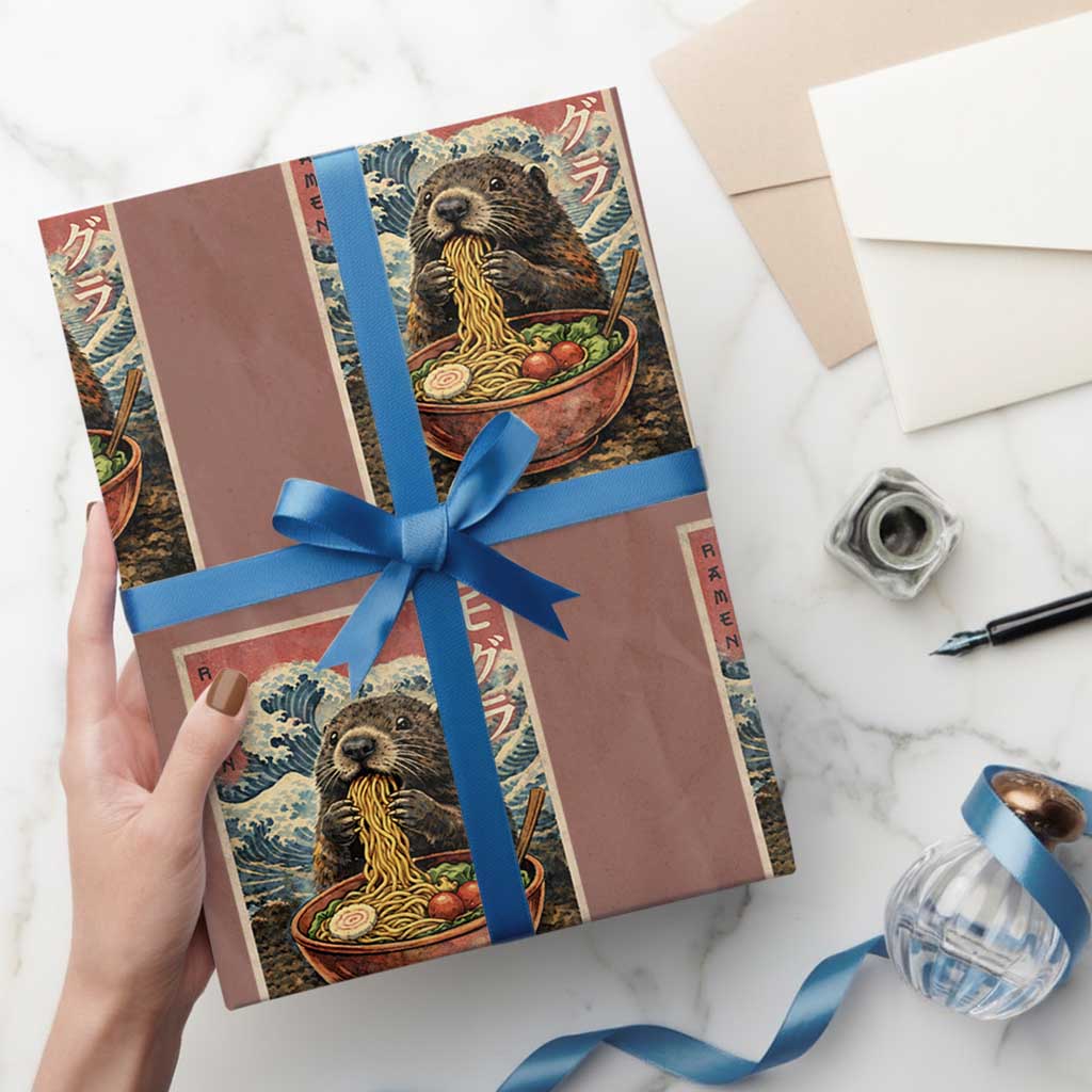 Japanese Groundhog Ramen Noodles Wrapping Paper Roll Funny Kawaii Anime - Wonder Print Shop