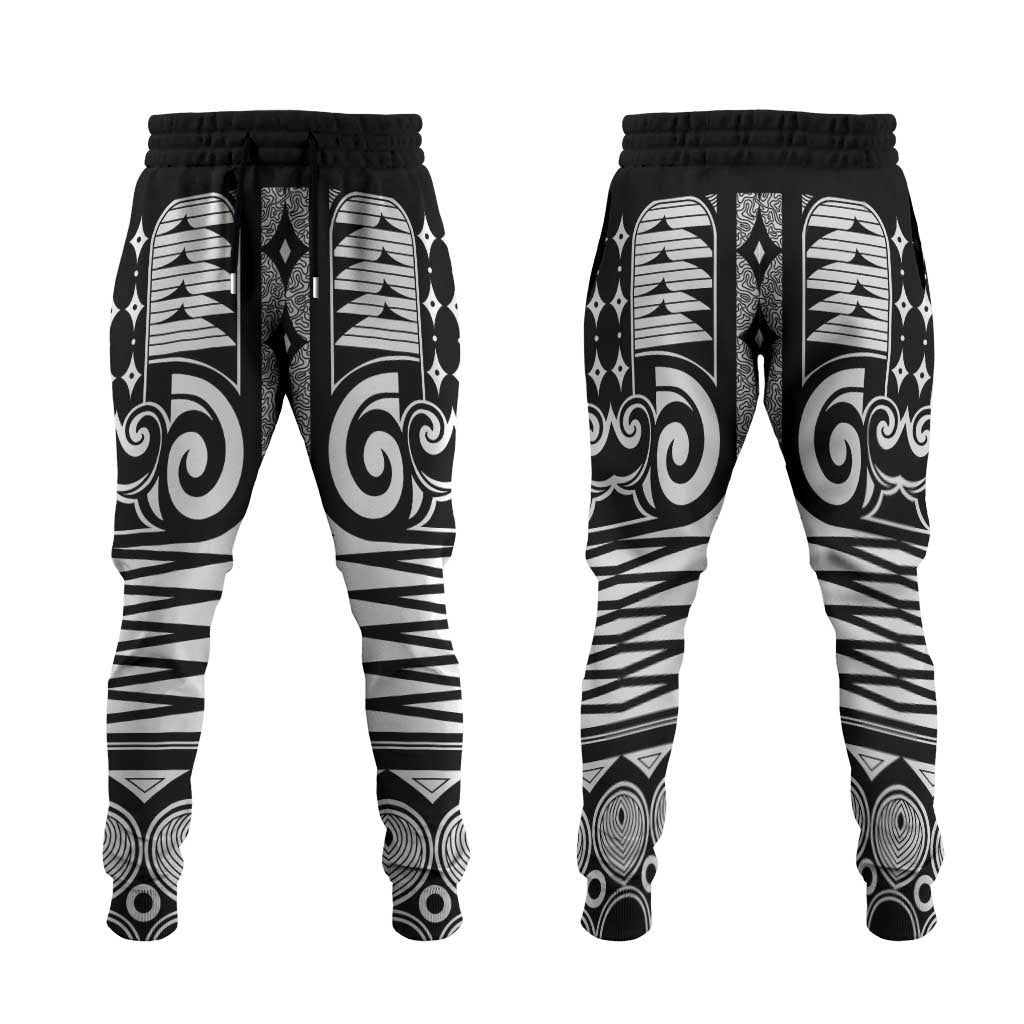 Japanese Indigenous Jogger Pants Jomon Tribal Inspired Black