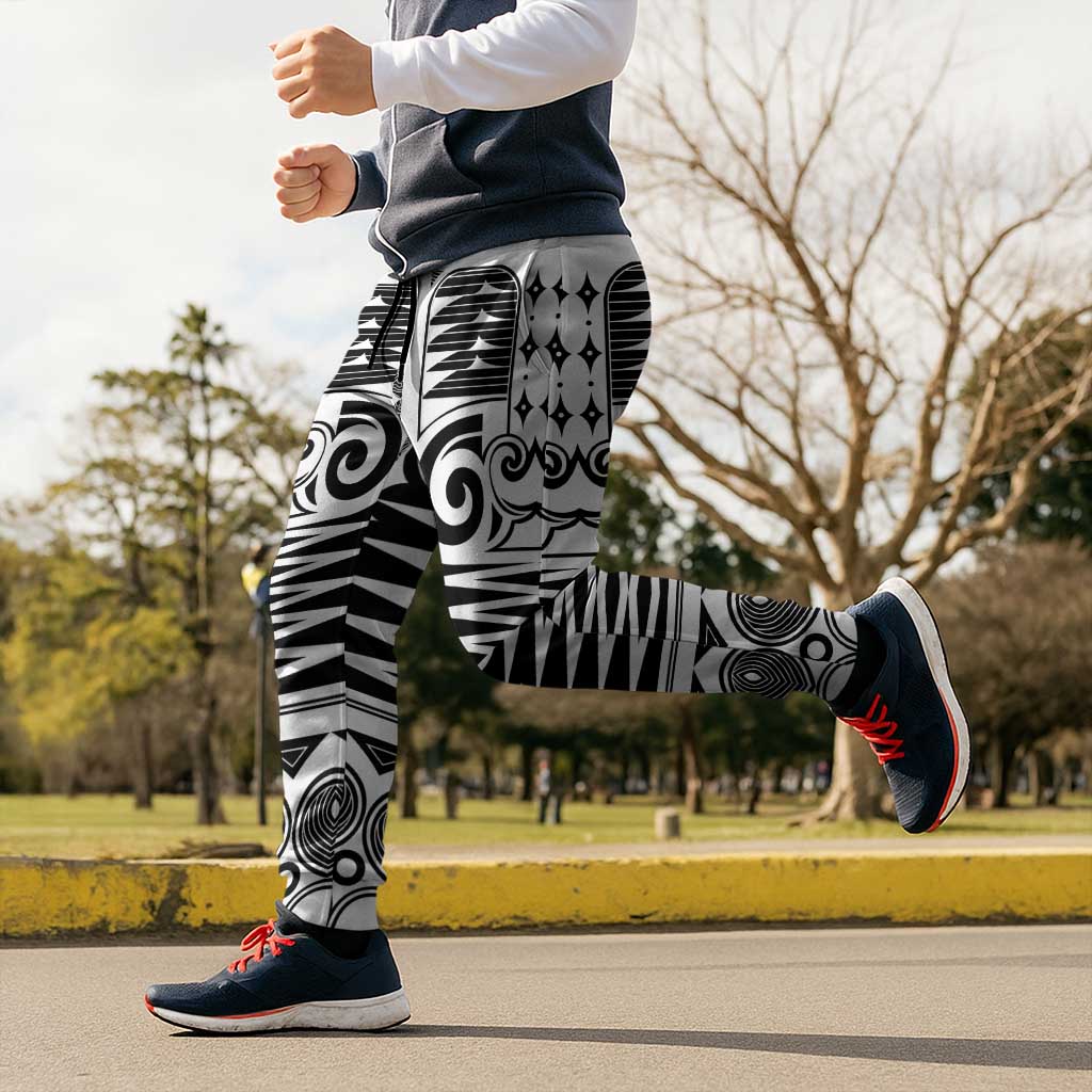 Japanese Indigenous Jogger Pants Jomon Tribal Inspired White