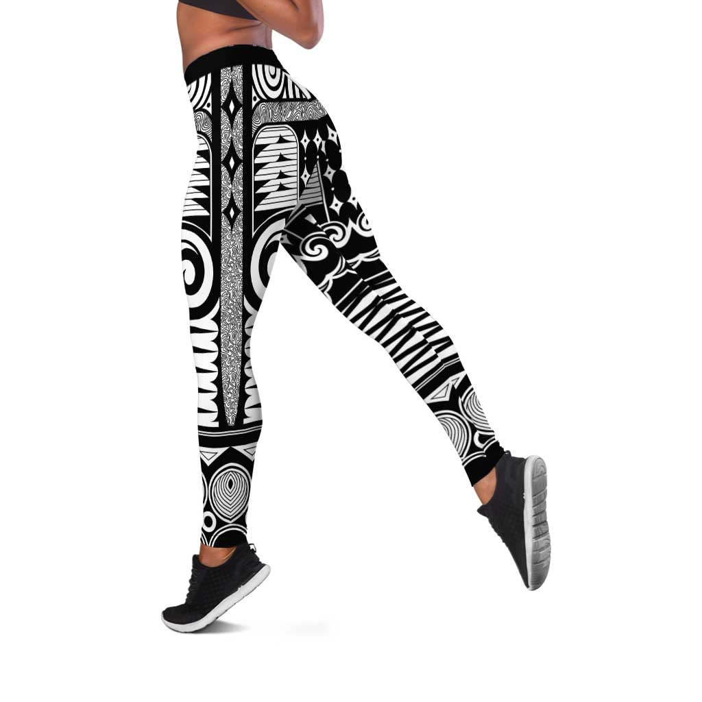 Japanese Indigenous Leggings Jomon Tribal Inspired Black