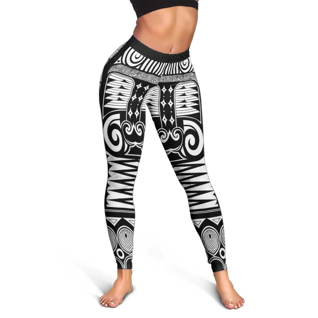 Japanese Indigenous Leggings Jomon Tribal Inspired Black