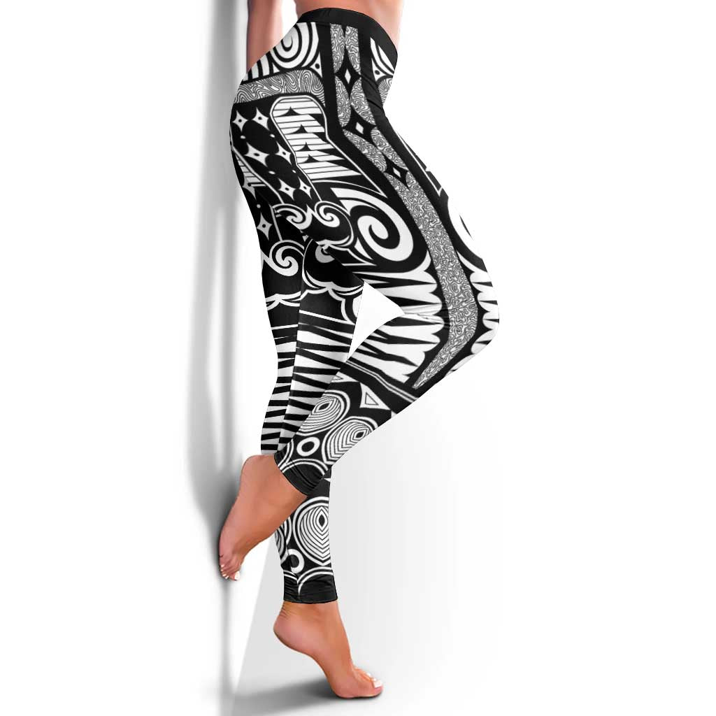 Japanese Indigenous Leggings Jomon Tribal Inspired Black