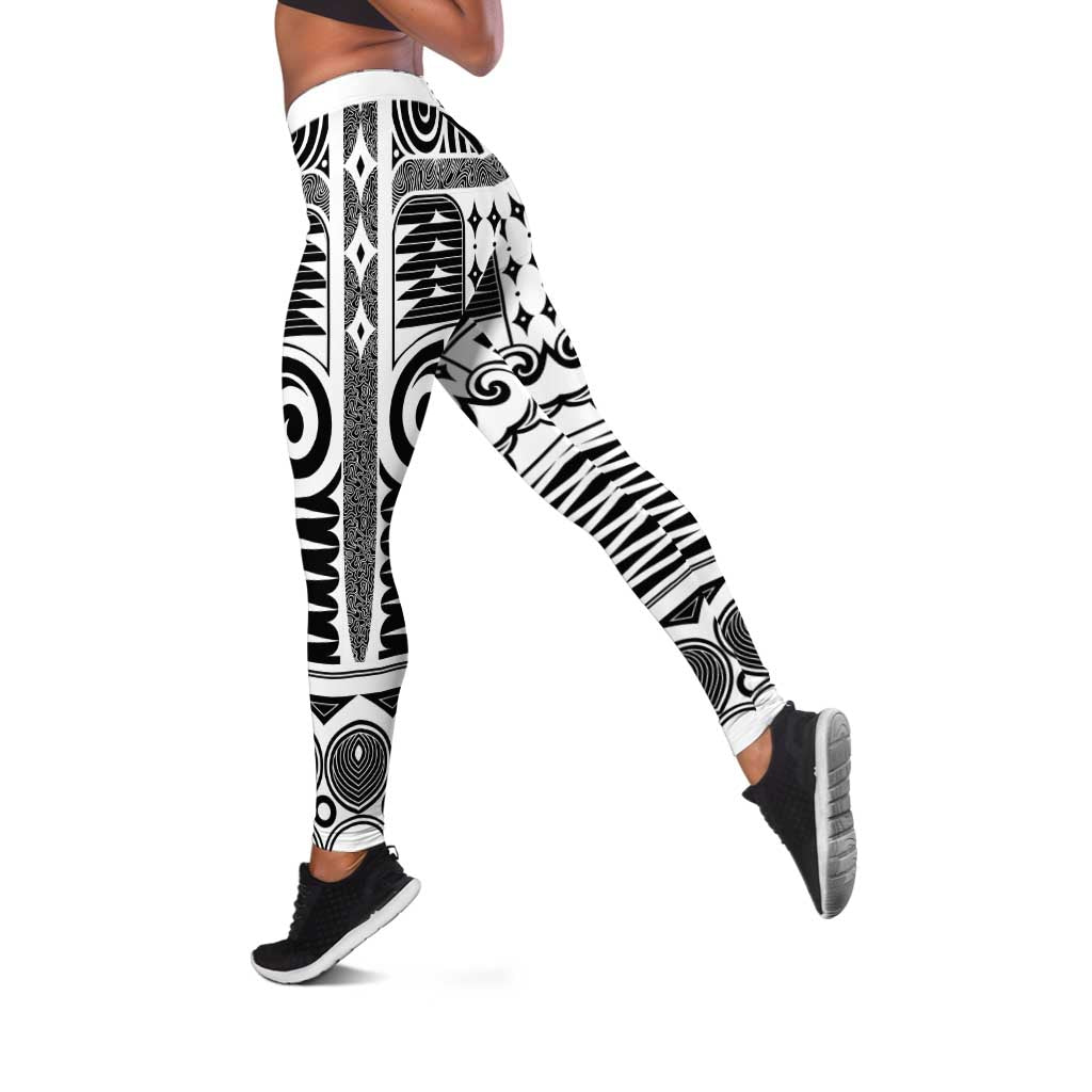 Japanese Indigenous Leggings Jomon Tribal Inspired White