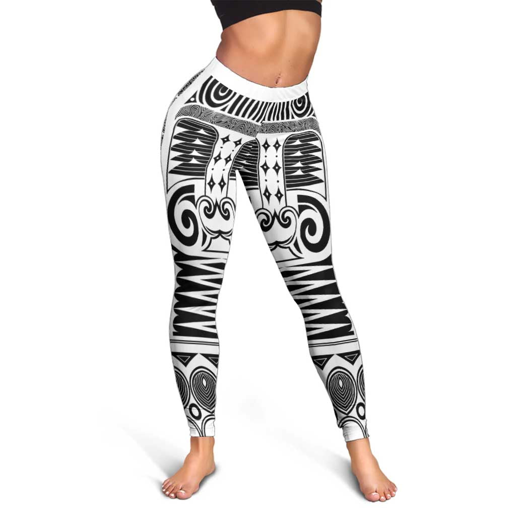 Japanese Indigenous Leggings Jomon Tribal Inspired White