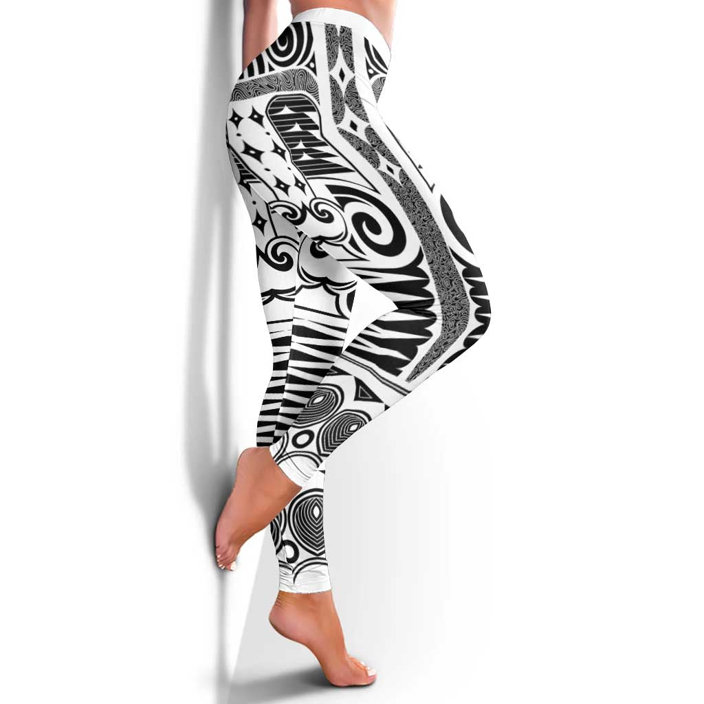 Japanese Indigenous Leggings Jomon Tribal Inspired White