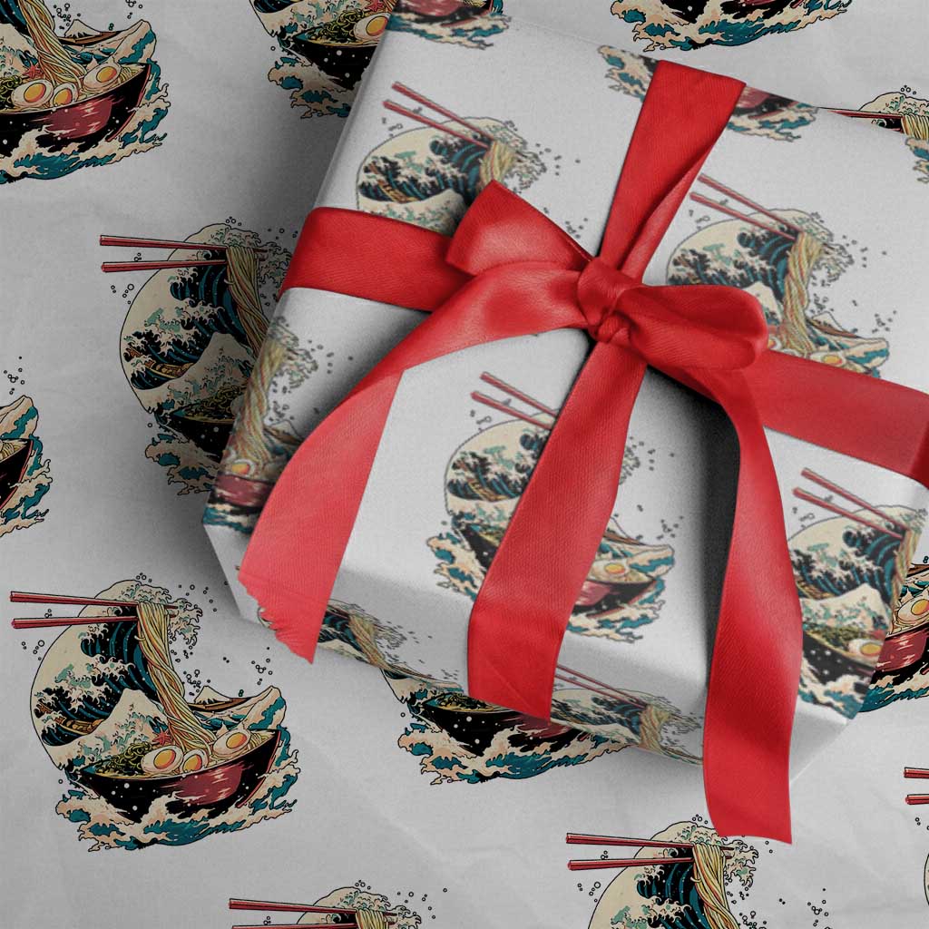 Japanese Kanagawa Wave Ramen Bowl Graphic Wrapping Paper Roll Retro Anime Noodles Art