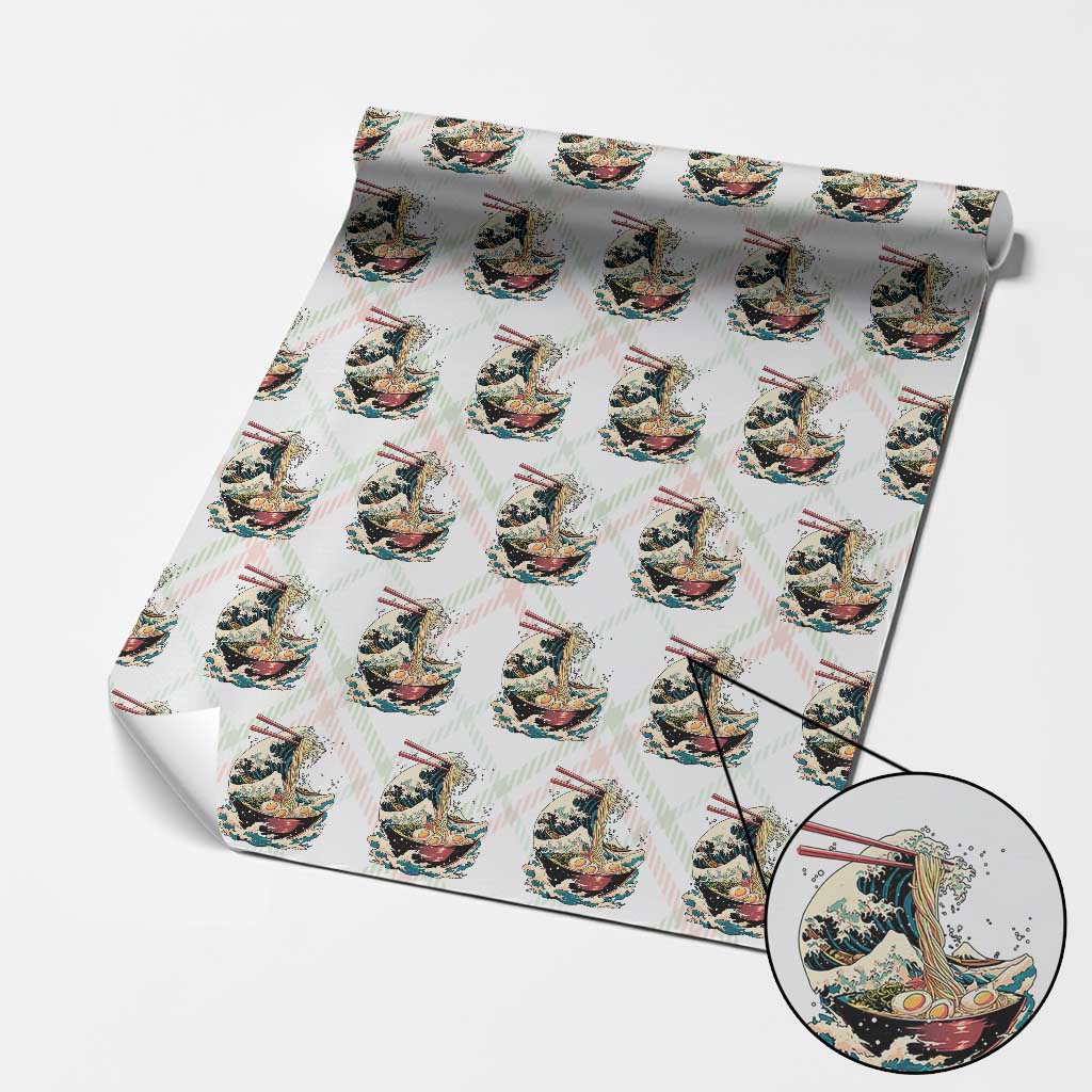Japanese Kanagawa Wave Ramen Bowl Graphic Wrapping Paper Roll Retro Anime Noodles Art