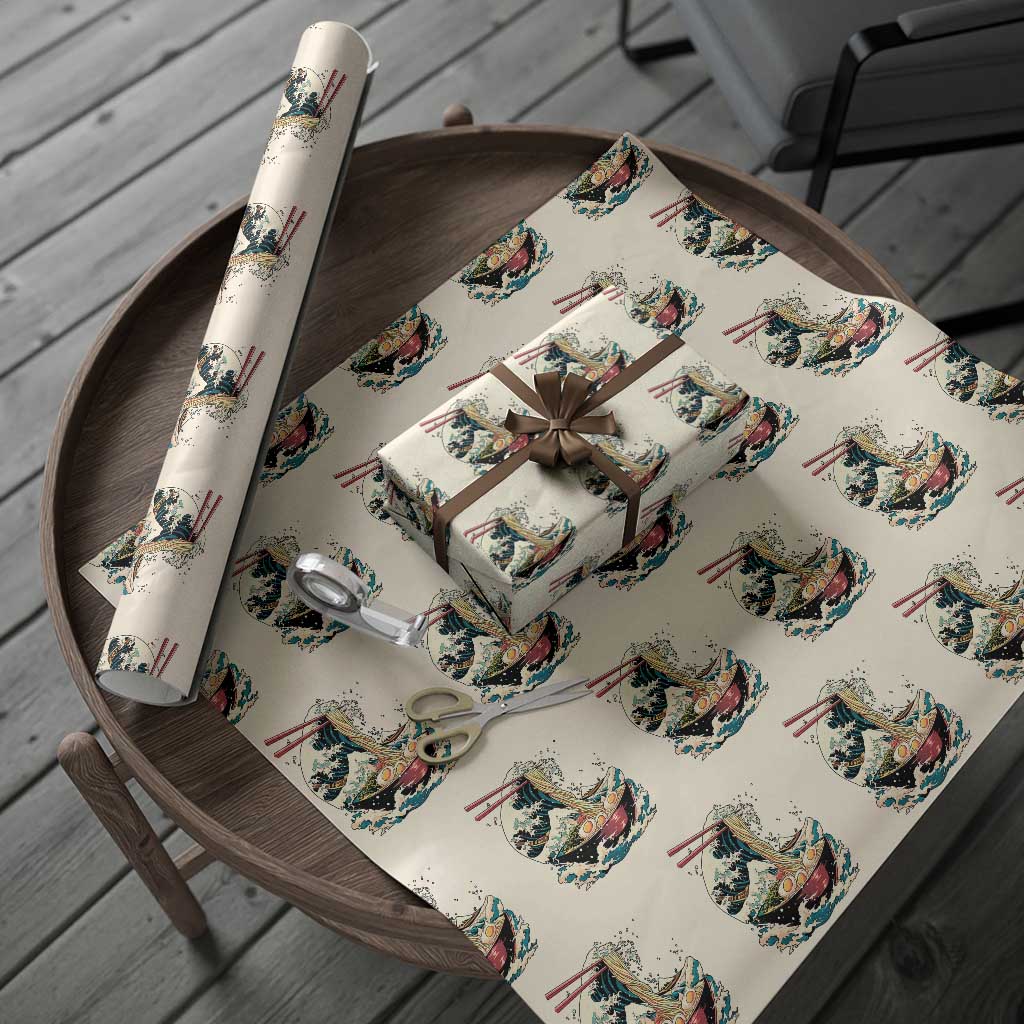Japanese Kanagawa Wave Ramen Bowl Graphic Wrapping Paper Roll Retro Anime Noodles Art