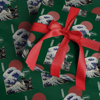 Japanese Kawaii Anime Cat Wrapping Paper Roll Funny Surfing Cat Bruh Retro The Great Wave Kanagawa - Wonder Print Shop