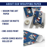 Japanese Kawaii Anime Cat Wrapping Paper Roll Funny Surfing Cat Bruh Retro The Great Wave Kanagawa - Wonder Print Shop