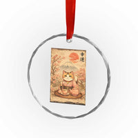 Japanese Maneki Neko Drinking Tea Kawaii Lucky Cat Crystal Glass Ornament - Wonder Print Shop