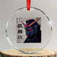Japanese Mecha Robot Crystal Glass Ornament Samurai Inspired Futuristic Kanji Design