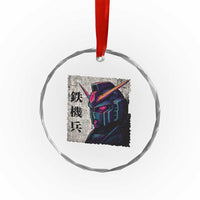 Japanese Mecha Robot Crystal Glass Ornament Samurai Inspired Futuristic Kanji Design