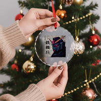 Japanese Mecha Robot Crystal Glass Ornament Samurai Inspired Futuristic Kanji Design