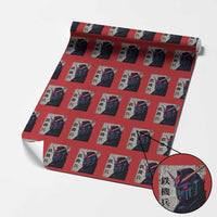 Japanese Mecha Robot Wrapping Paper Roll Samurai Inspired Futuristic Kanji Design