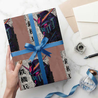 Japanese Mecha Robot Wrapping Paper Roll Samurai Inspired Futuristic Kanji Design