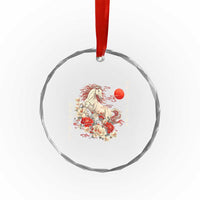 Japanese New Year 2026 Crystal Glass Ornament Year Of The Horse Botan Flower - Wonder Print Shop