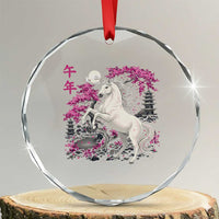 Japanese New Year 2026 Crystal Glass Ornament Year Of The Horse Sakura Cherry Blossom Shrine - Wonder Print Shop
