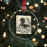 Japanese New Year 2026 Crystal Glass Ornament Year Of The Horse Tsunami Ukiyo e Art - Wonder Print Shop