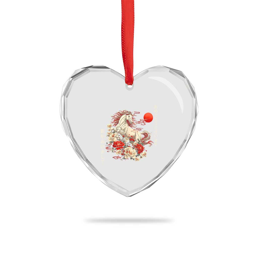 Japanese New Year 2026 Heart Crystal Glass Ornament Year Of The Horse Botan Flower - Wonder Print Shop
