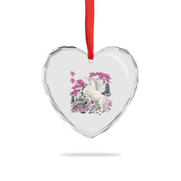 Japanese New Year 2026 Heart Crystal Glass Ornament Year Of The Horse Sakura Cherry Blossom Shrine - Wonder Print Shop