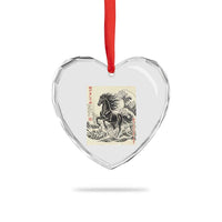 Japanese New Year 2026 Heart Crystal Glass Ornament Year Of The Horse Tsunami Ukiyo e Art - Wonder Print Shop