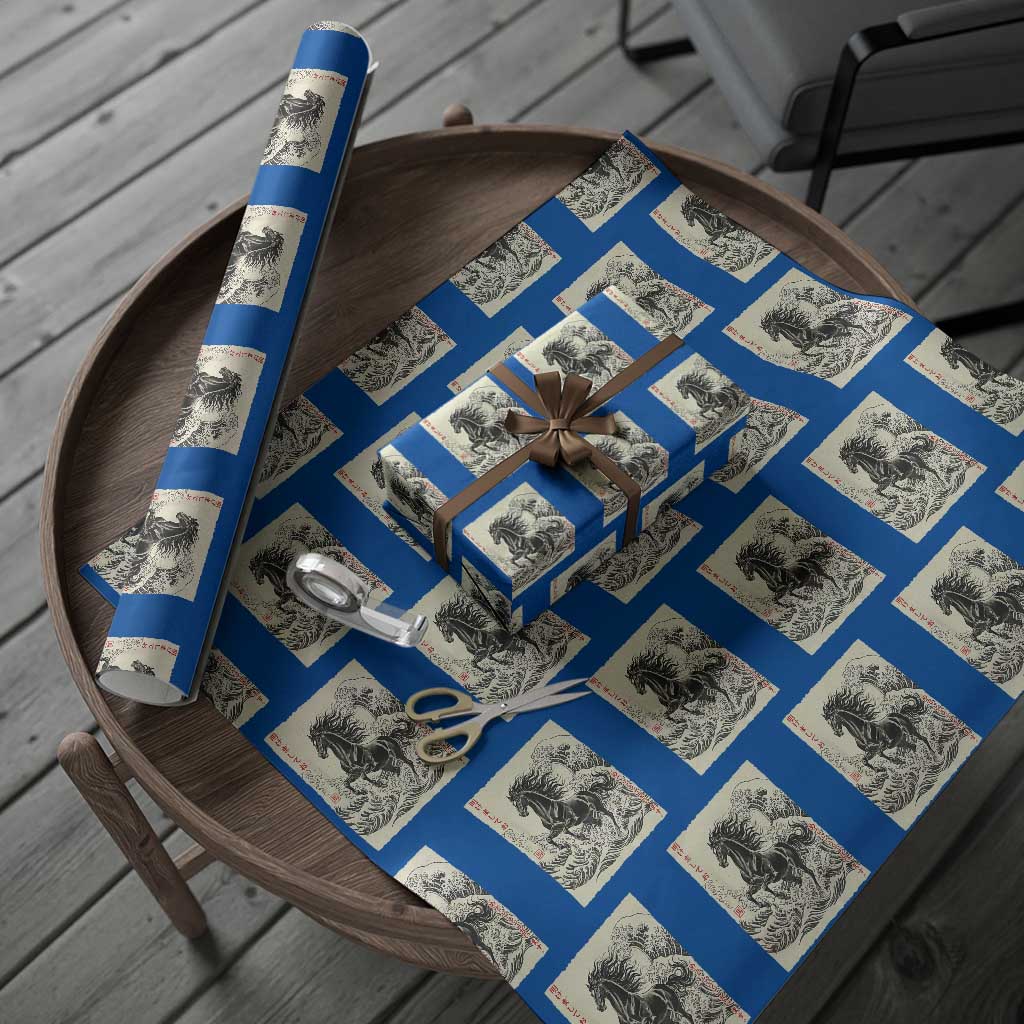 Japanese New Year 2026 Wrapping Paper Roll Year Of The Horse Tsunami Ukiyo e Art - Wonder Print Shop