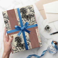Japanese New Year 2026 Wrapping Paper Roll Year Of The Horse Tsunami Ukiyo e Art - Wonder Print Shop
