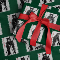 Japanese Samurai Cat Wrapping Paper Roll Retro Vintage Ukiyo-e Warrior Art Graphic
