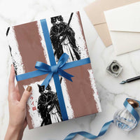 Japanese Samurai Cat Wrapping Paper Roll Retro Vintage Ukiyo-e Warrior Art Graphic