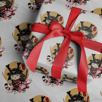 Japanese Samurai Cat Wrapping Paper Roll Ancient Ninja Kitten Warrior Tattoo Kawaii Otaku Retro