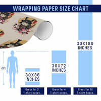 Japanese Samurai Cat Wrapping Paper Roll Ancient Ninja Kitten Warrior Tattoo Kawaii Otaku Retro