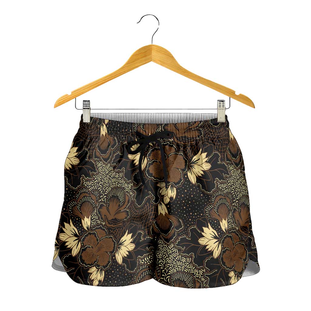 Javanese Batik Semen Shorts for Women Indonesian Traditional Pattern