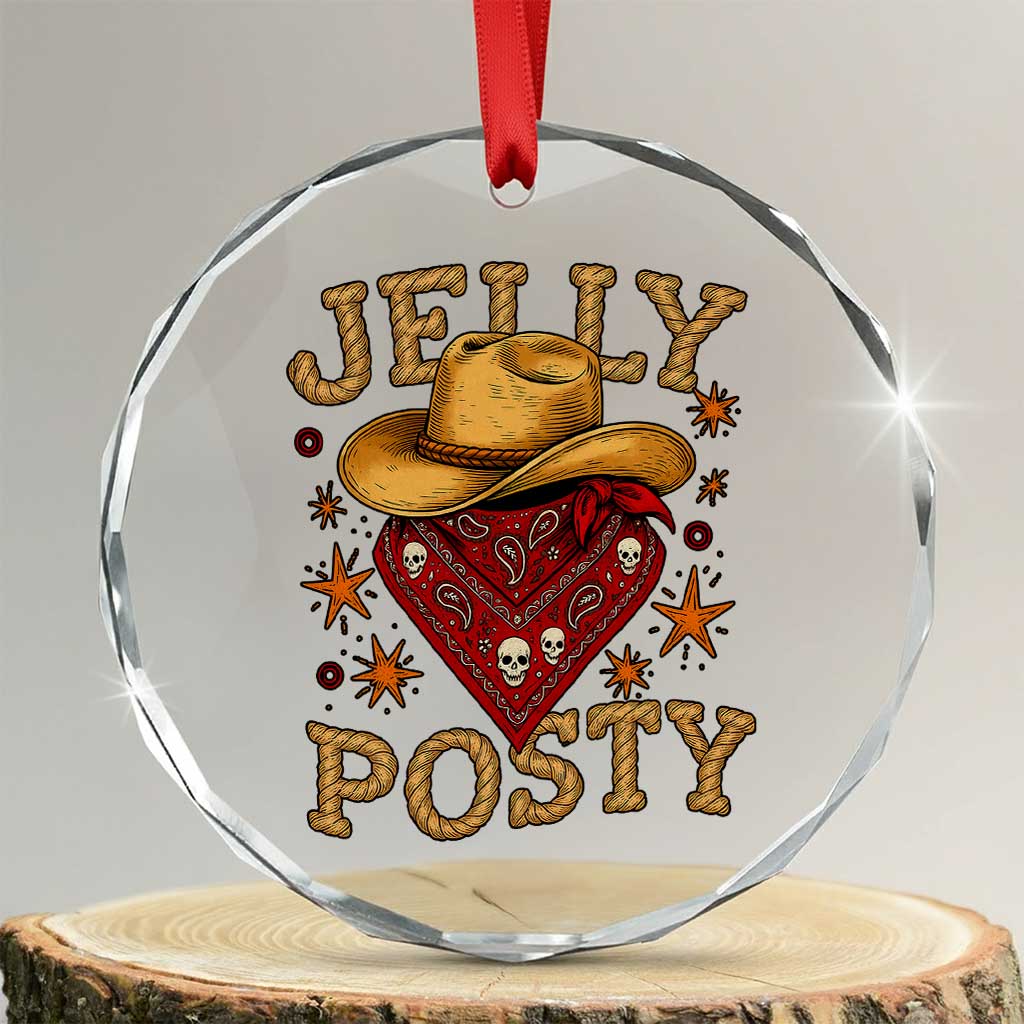 Jelly Posty Cowboy Bandana Crystal Glass Ornament Funny Country Western Rodeo - Wonder Print Shop