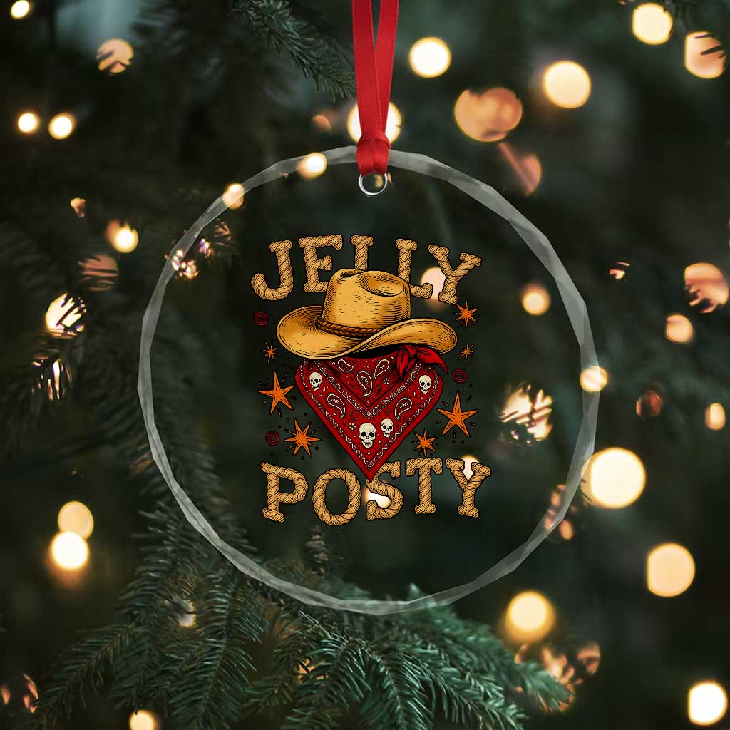 Jelly Posty Cowboy Bandana Crystal Glass Ornament Funny Country Western Rodeo TS02