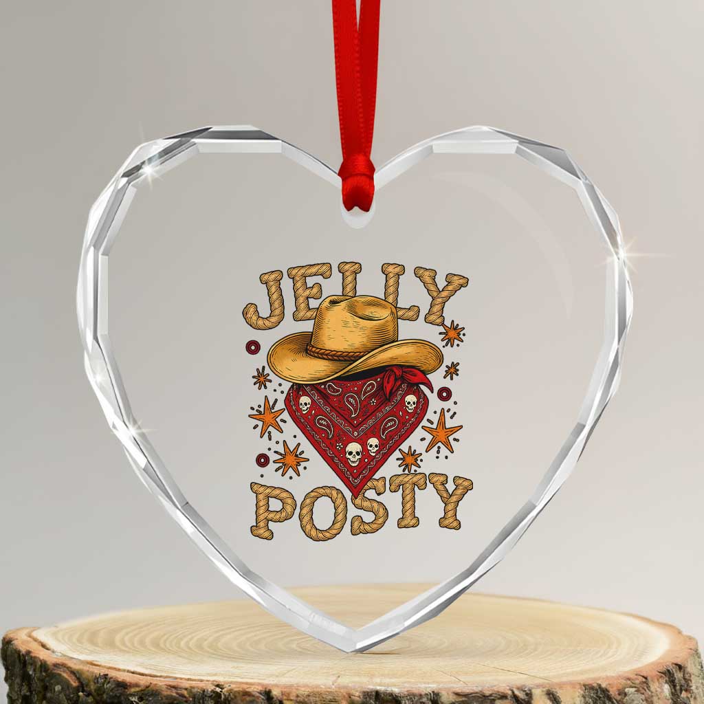 Jelly Posty Cowboy Bandana Heart Crystal Glass Ornament Funny Country Western Rodeo - Wonder Print Shop