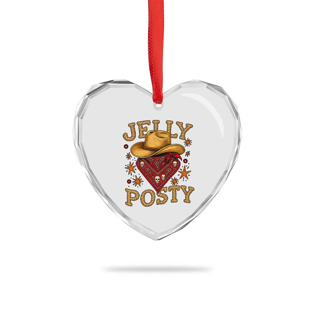Jelly Posty Cowboy Bandana Heart Crystal Glass Ornament Funny Country Western Rodeo - Wonder Print Shop